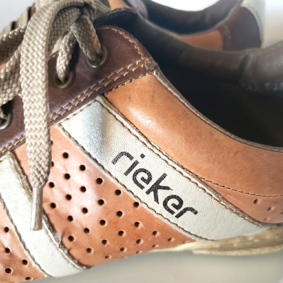 Rieker Casual Leather Lace Up Shoe Tan Brown Beige Men's Size 42 - Picture 5 of 9